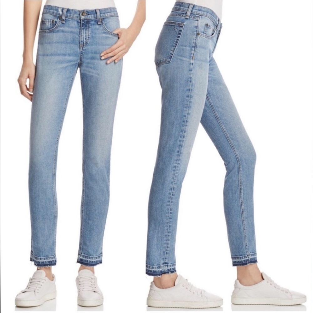 rag & bone LOW RISE BOYFRIEND RAW HEM SKINNY ANKLE JEANS LIGHT WASH KING…